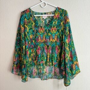 Parker 100% Silk Colorful Flowy Top XS